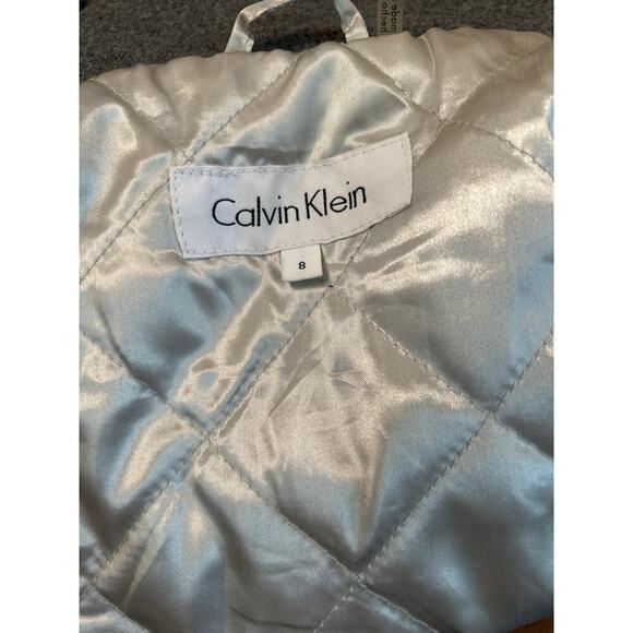 Calvin Klein Wool Blend Light Gray 3 Button Peacoat Size 8 with removable hood - Picture 5 of 12